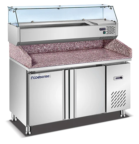 commercial Stainless Steel marble salad bar With refrigerant cabinet used for kitchen/restaurant