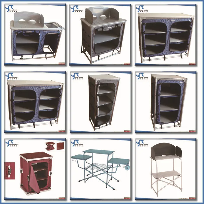outdoor portable camping cupboards with washing basin and wind