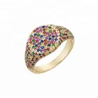 Wholesale engagement jewelry 925 sterling silver rainbow signet ring women