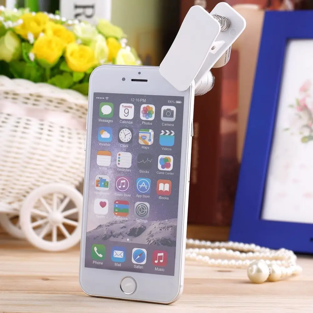 Wholesale 9882W 60X Magnifying Universal Mobile Phone LED Microscope Magnifier with Clip