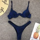 2019 New Design Sexy Underwire Gathering Shiny Micro Bikini Sling Solid Color Thong Swimsuit