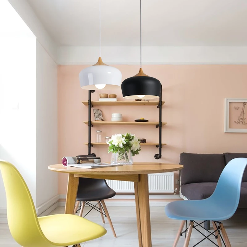 Nordic-Pendant-Lights-Wood-Aluminum-Lampshade-Industrial-Lighting-Loft-Lamparas-Dining-Room-Pendant-Lamp-E27-Light (2)
