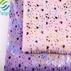 hot design customized shiny stars emboss printed pv velvet apparel fabric