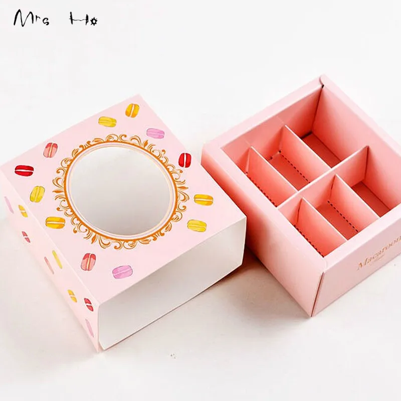 Wholesale 3 Colors Pink/Green/Yellow Macaron Packing Boxes Cupcake Gift Boxes Bakery Chocolate Pastry Packaging Paper Box PP560