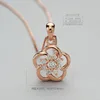 Charm 925 Sterling Silver Rose Gold Flower Necklace Pendant Hollow Crystal Zirconia Flower Pendant