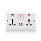 Youda Universal power 2 gang twin USB wall plate socket receptacle outlet