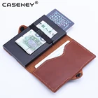 Leather Wallet 2019 Thin RFID Secure Leather Minimalist Wallet For Men With Pop Up Aluminum Metal Card Holder Case