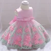 free shipping newborn baby girl dress vestido infant white lace baby dress wedding party gowns sleeveless lace tutu dress-L1845X