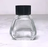 50ml top material transparent Crystal material student pen ink glass bottle with black plastic cap for calligraphy ink bottle