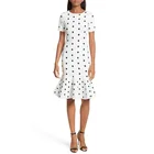 Summer Short Sleeve Womens Pencil Dress Polka Dot Kitenge Dress Designs Women Clothes Dress
