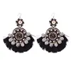 Fashion Black Fan-shaped Tassel Earrings Boho Drop Earrings For Women Accessories