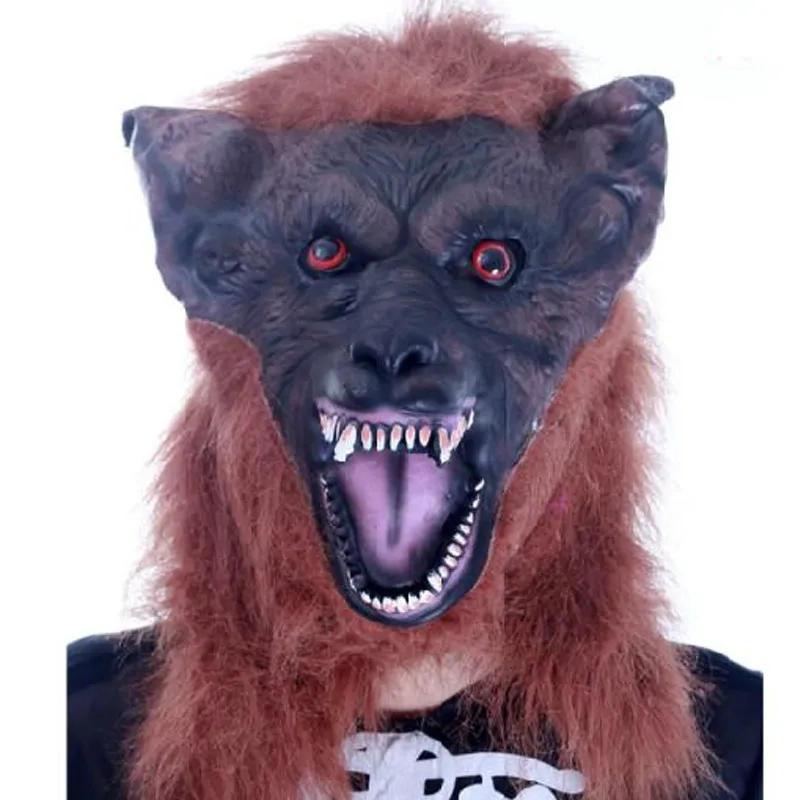 هالوين تنكر اللاتكس قناع الرعب شبح الوجه محاكاة الحيوان الذئب قناع رأس غطاء رأس DL2423