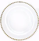 SXGC Hot sales wedding and party glass gold bead charger plates