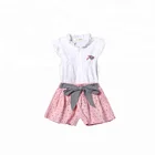 wholesale kid girl clothes summer blank white Tshirt with shorts for girls