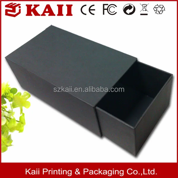 luxury matt black cardboard drawer gift box sliding packaging