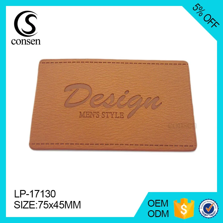 Custom hot sale jeans brand logo embossed leather patches labels for clothing/bags