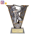 Cricket Trophies V Series Polyresin Antique Sliver Cricket Trophies