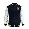 Custom Knitted Rib Collar Men'S Leather Sleeves Baseball Jacket