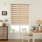 Fashionable shade fabric material horizontal pattern manual roller zebra blinds for window