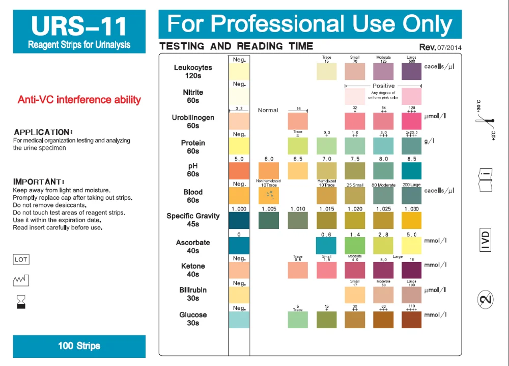 Tiras reactivas de orina tiras de análisis de orina tira 11 parámetro