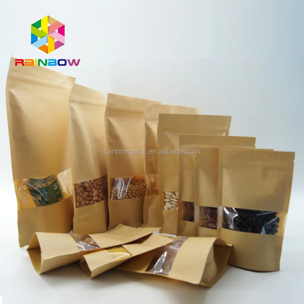 dried nuts packaging stand up brown kraft paper bag for food
