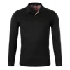 Wholesale Factory Price Men Clothes Long Sleeve Cotton Black Plain Polo Shirt