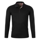 Wholesale Factory Price Men Clothes Long Sleeve Cotton Black Plain Polo Shirt