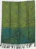 Woge new designer Spain women green viscose pashmina scarf jacquard round flower new shawl