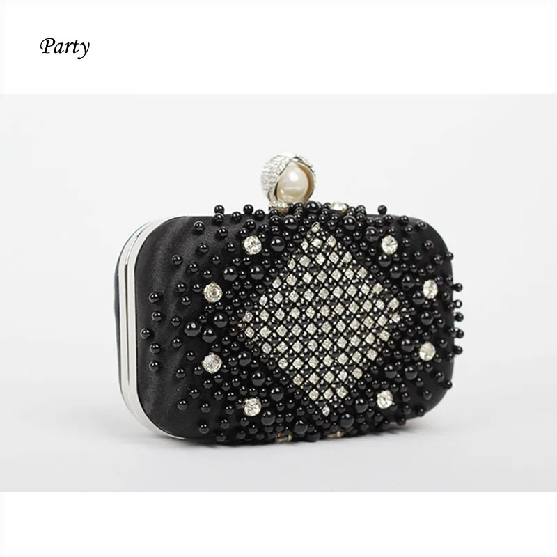 mini ring crystal/rhinestone clutch bag party bag women's luxury shoulder pearl beading clutch bag day box flap crossbody bag