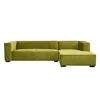 Foshan Home Furniture Modern Modular Couch Light Green Fabric Right Arm Corner Sectional Sofa