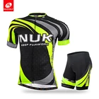 NUCKILY Men's summer anti-UV bicycle wear short sleeve jersey and cycling foam pad short road bike set