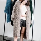 Genuine Mongolian Fur multi Color Long Fur Coat Real Tibet Lamb Fur Coat