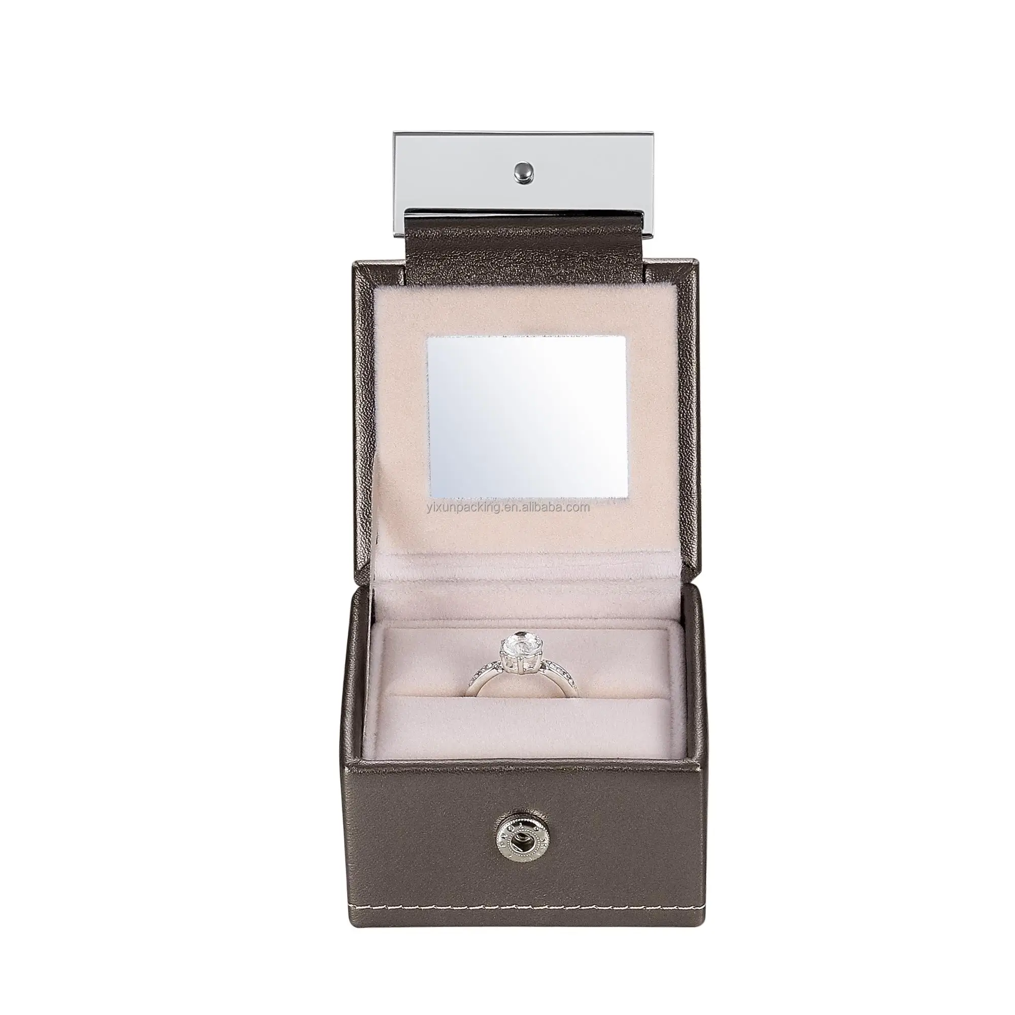 wholesale display luxury pu leather for ring custom gift jewelry