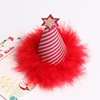 Wholesale Boutique kids adult Party mini santa hair grips with xmas hat Red striped children's Christmas santa mini hat hairpin