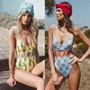 2019 hot women fashion sexy exotic flora one piece thong monokini Bikini swimsuit swim wear