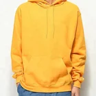 wholesale fashion yellow Fleece sweatshirts Custom mens 100% cotton plain hoodies