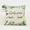 Best selling creative leafy green pattern printing cotton and linen hold pillowcase car pillow