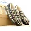 Customized size plaids cloth casual moccasin woman flat shoe