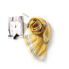 Yellow instant chiffon fabric hijab shawl with fringes embroidery