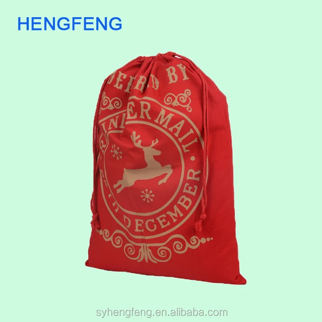 wholesale cotton christmas drawstring gift sack large canvas bag