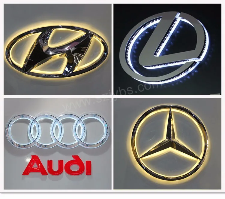 カスタマイズバックライト付き車ledロゴ、照らさ車のロゴと名前ledサイン仕入れ・メーカー・工場