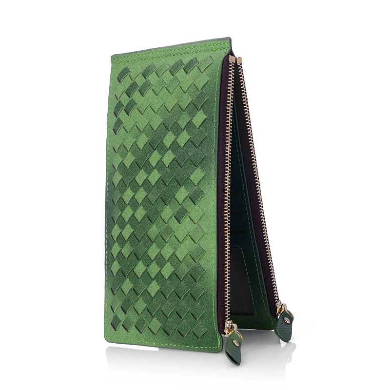 Double Zipper Business Card Holder Weave Card Wallet Female PU Leather Credit Card Holder Women tarjetero mujer wallets
