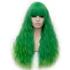 Long 28" Curly Heat Resistant Lolita Fashion Harajuku Cosplay Wig Mix Light Green Yaki Full Lace Wig