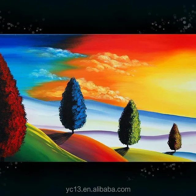 landscape painting-colour sky picture frame wall art oil