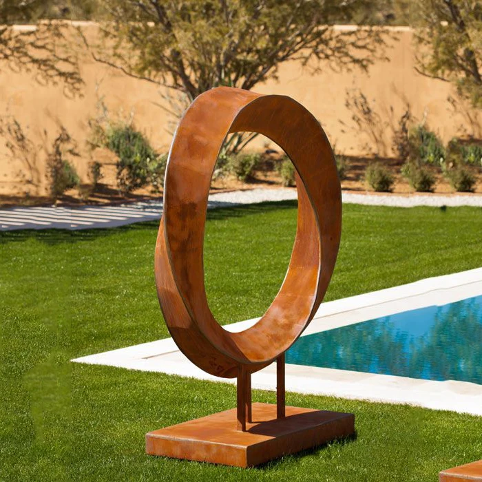 Contemporary Outdoor Metal Corten Steel Garden Sculpture View Corten