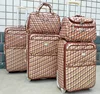 pu 5 pcs four wheels travel patent leather luggage