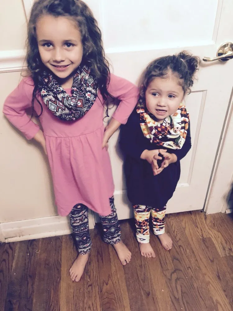 2-7t FALL/Winter kids OUTFITS 3 pieces scarf pant sets girls Hot sell Aztec boutique clothes kids hot pink top sets