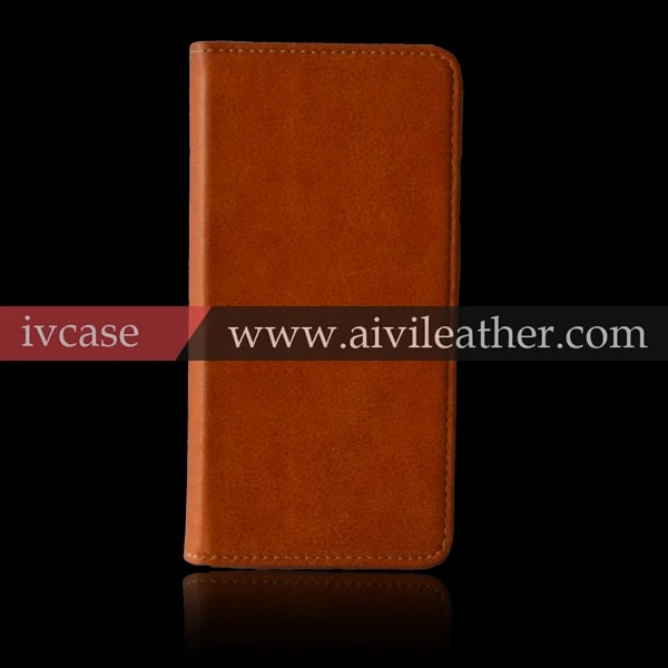 top grade real cow leather mobile phone accessories for iPhone 6 for case /cases iphone 6 plus magnetic closure booklet case