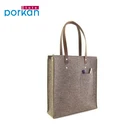 Wholesale Custom Logo Puff Printed Felt Shopping Tote Bags With Leather Handle