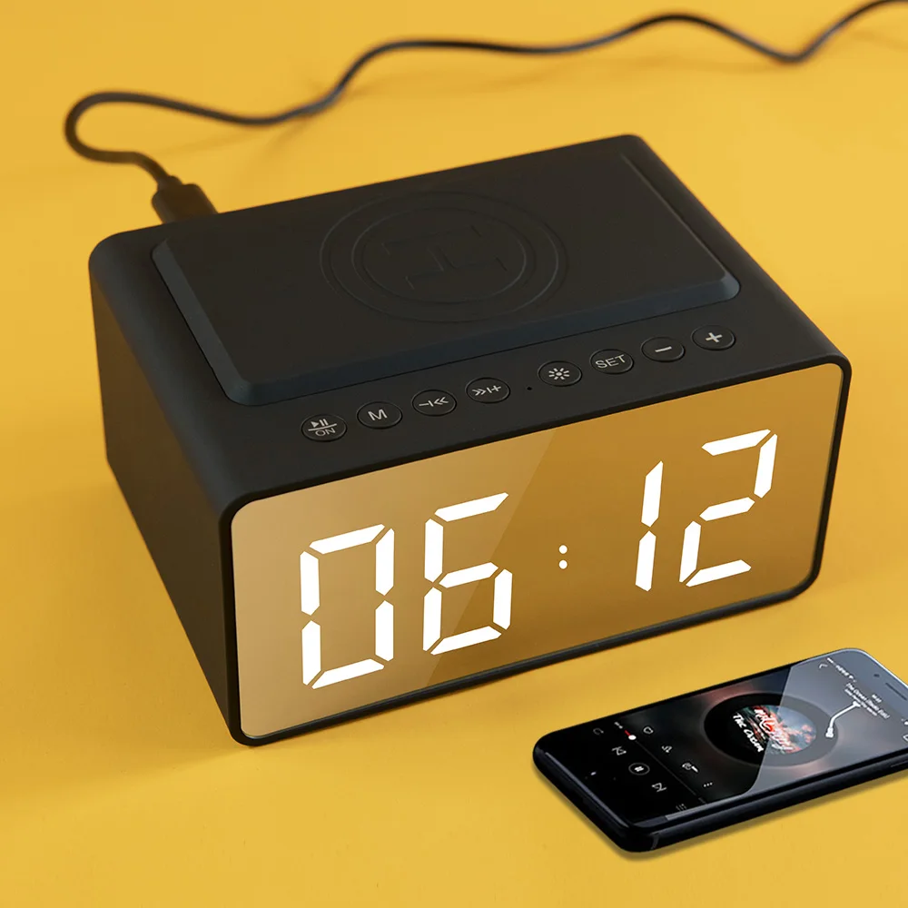 New product smart led speaker alarm clock wireless plastic bluetooth speaker with 2000mah power bank - ANKUX.COM